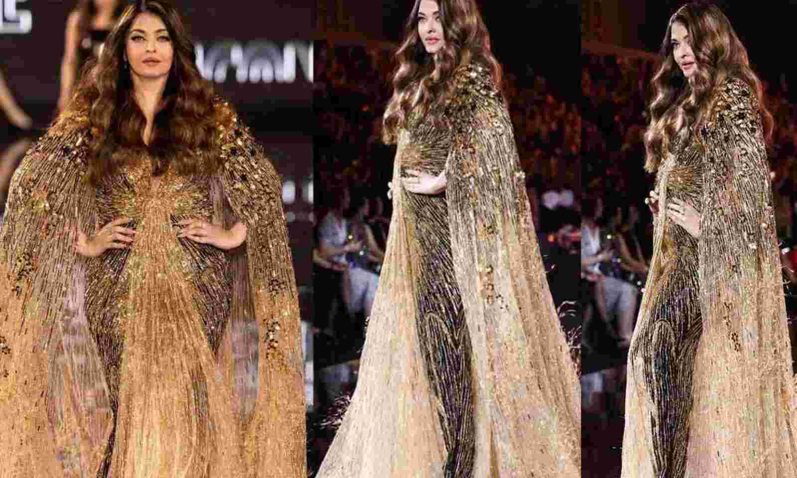 Aishwarya-Rai-looks-spectacular-in-a-golden-and-black-gown | E-pardesh