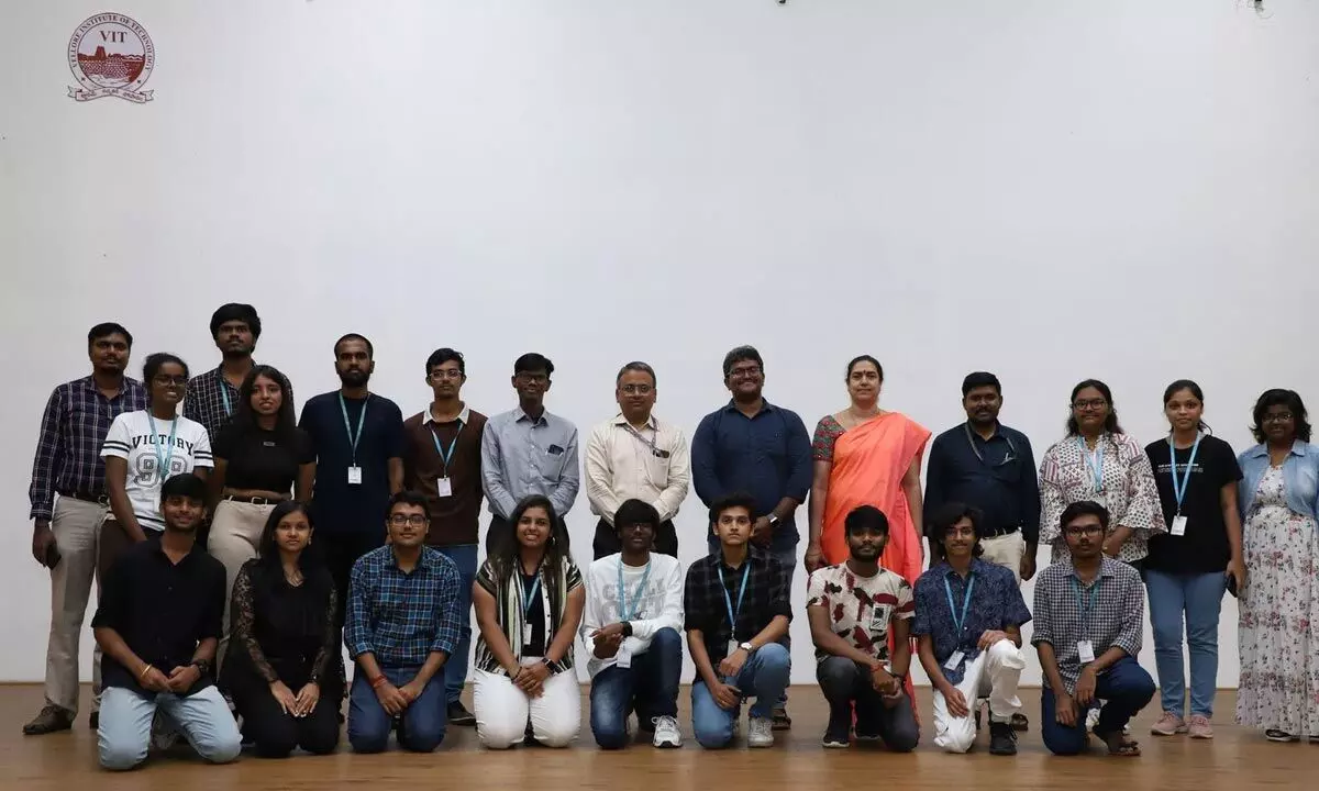 Dr Jagadish Chandra, Registrar of VIT-AP University with faculty and students during the AI musical concert