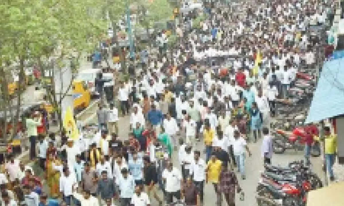 Nellore: Massive rally held against N Chandrababu Naidu arrest