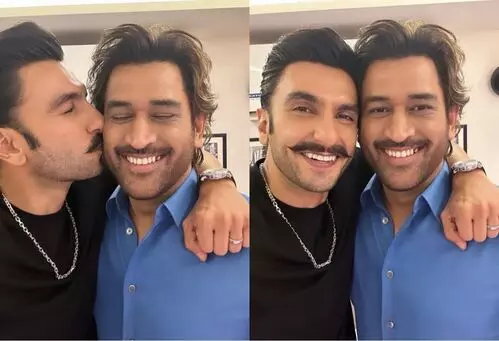 Ranveer says ‘Mera Mahi’, as he posts photo giving a peck on Dhoni’s cheeks
