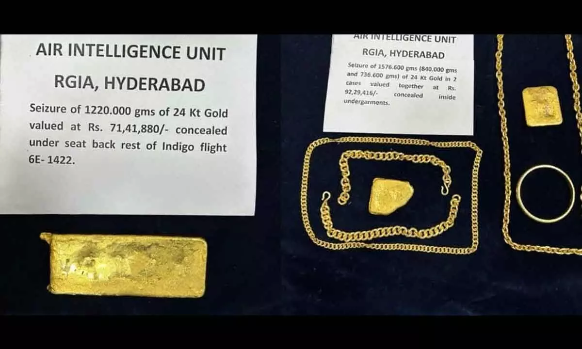 Hyderabad: Customs officials seize 3.73 kg of smuggled gold at RGIA
