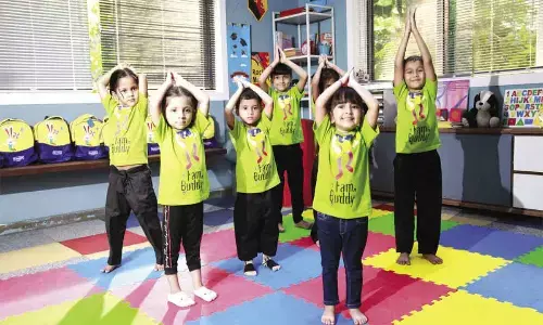 Hundreds of toddlers at EuroKids to mark Aksharabhyasam month