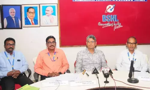 Chief General Manager, AP Telecom Circle M Seshachalam speaking to the media in Visakhapatnam on Thursday.