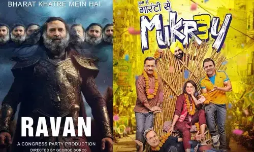 Congress workers protested outside the BJP headquarters over a controversial poster of Rahul Gandhi