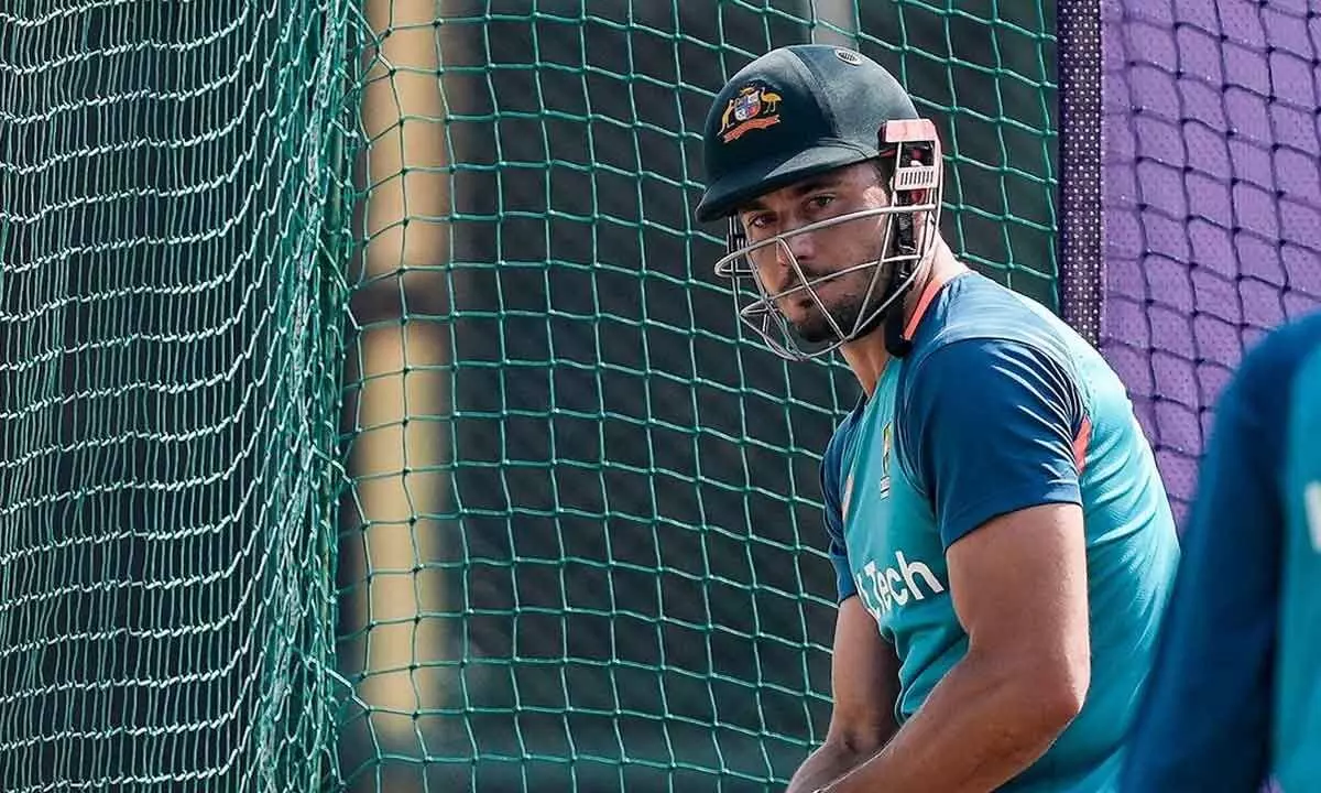 Australias Marcus Stoinis during a practice session at the Atal Bihari Vajpayee Ekana Cricket Stadium, in Lucknow on Wednesday