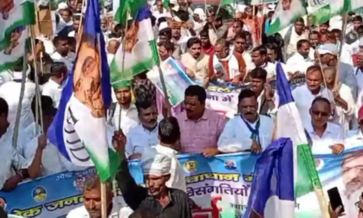 Upendra Kushwaha, supporters protest against caste survey in Patna