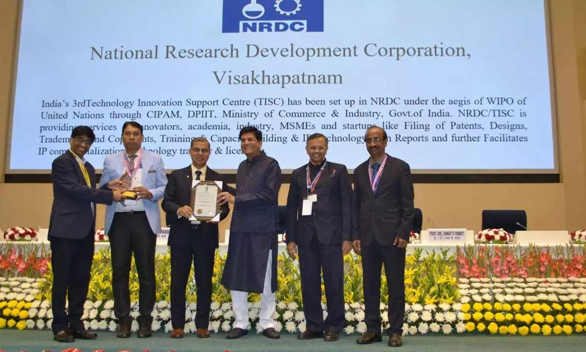 Union Minister Piyush Goyal presenting the award to NRDC officials