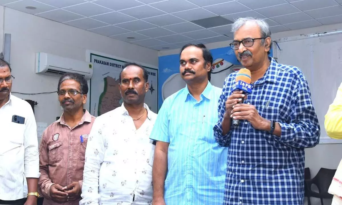 Dr Karri Ramareddy speaking to students at a programme in Ongole on Saturday