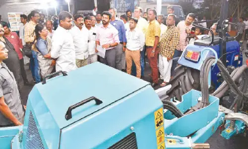 Minister for Municipal Administration and Urban Development Audimulapu Suresh and IT Minister G Amaranth inspecting the arrangements for the Chief Minister’s visit in Visakhapatnam on Sunday