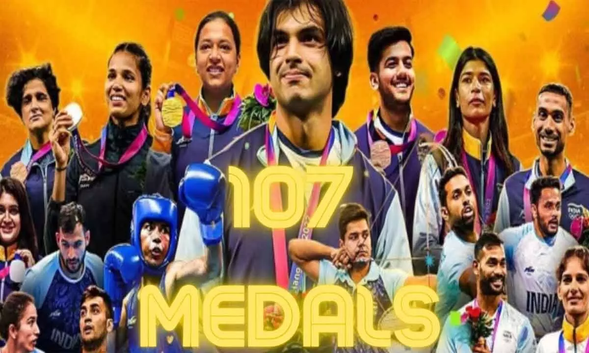 India won total 107 medals in the Asian games concluded recently