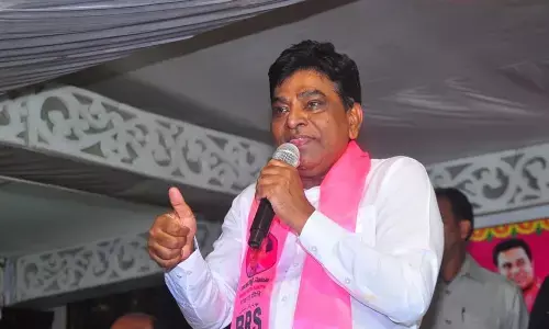 The BRS floor leader in LS, Nama Nageswara Rao, speaking in Khammam on Monday.