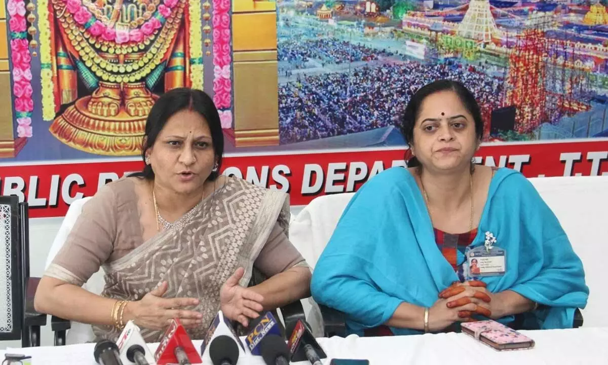 Dr Renu Dixit, Principal (FAC) and Medical Superintendent of TTD SV Ayurvedic Hospital, speaking with the media at Media Centre in Tirumala on Tuesday
