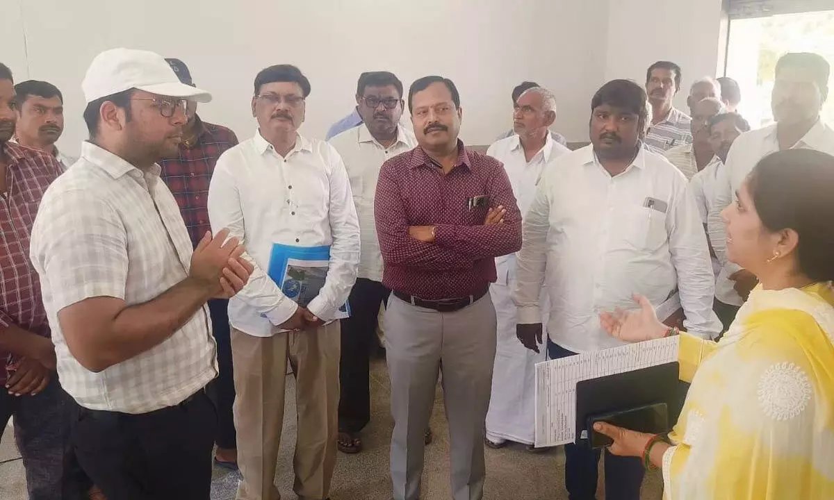 Joint Collector Ketan Garg inspecting bulk milk cooling centre at Rotarypuram village on Tuesday
