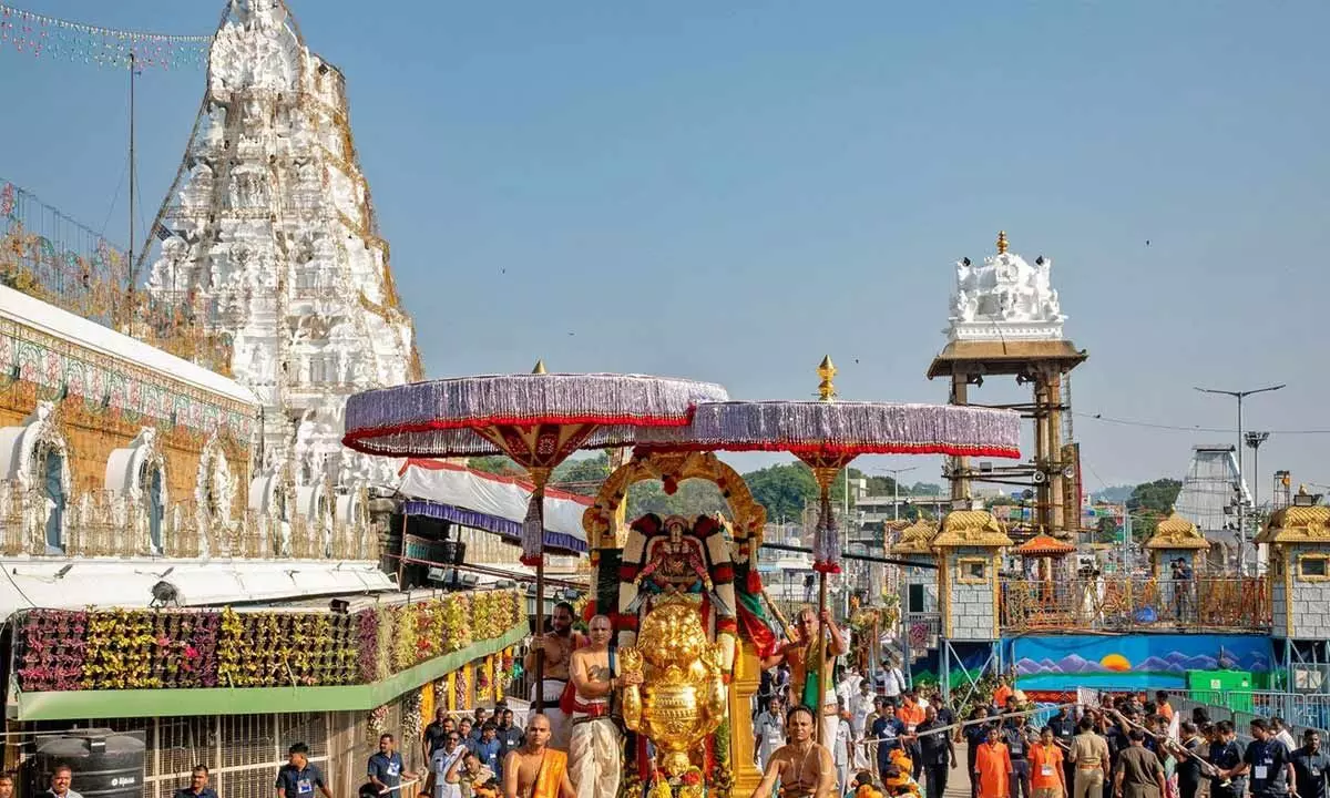 Devotees rush reduced at Tirumala, Navaratri Brahmotsavams underway with grandeur
