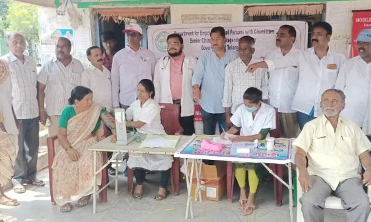 Indian Red Cross Society Rajanna Sircilla district branch conducting a health camp at Mallapur village in Boinpally mandal