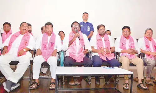 Minister for Transport Puvvada Ajay Kumar along with MPs and BRS Assembly nominees speaking to media on Tuesday