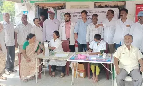 Indian Red Cross Society Rajanna Sircilla district branch conducting a health camp at Mallapur village in Boinpally mandal