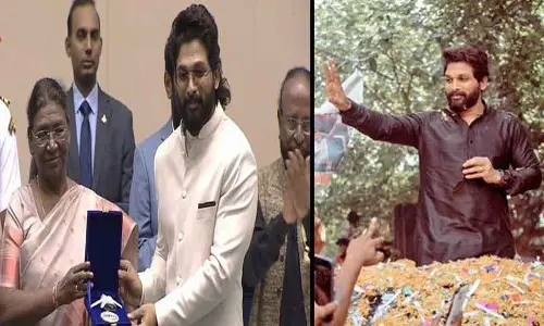 Allu Arjun’s National Award triumph: Fans accord grand welcome with flowers and dhol