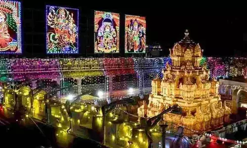 Vijayawada Indrakeeladri witnesses crowd as deity appears as Saraswati on sixth day Brahmotsavams