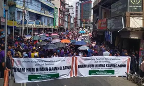 Mizo students’ body stages rally against Cong for fielding woman married to non-Mizo