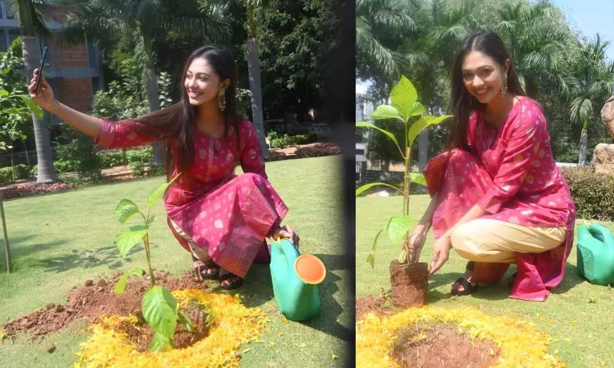 Srilankan Actress  participates in Green India Challenge in Hyderabad