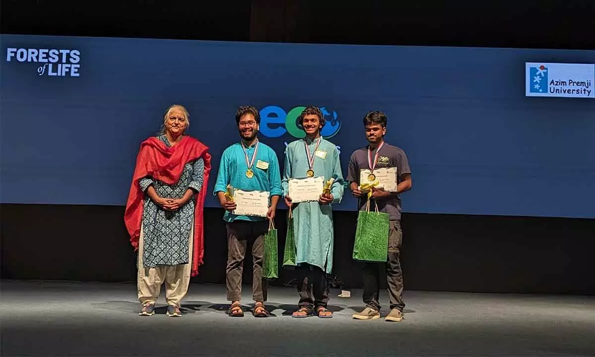 First Prize Winning Team - Southern Birdwing - (L-R) Parth Heblekar, M Nishanth Arvind, Prithham Balaji