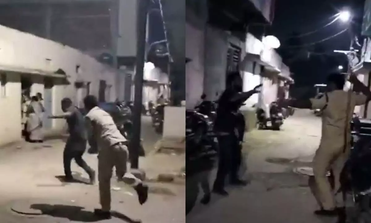 Cop brutally thrashes youth, AIMIM stages protest