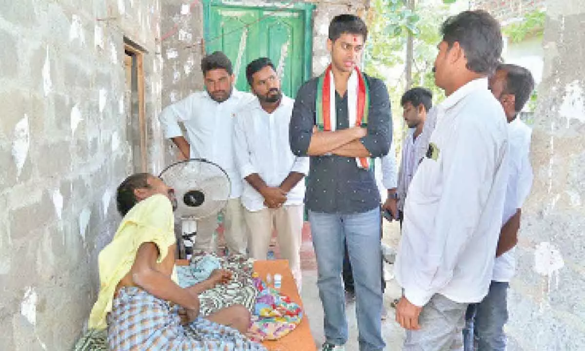 Ponguleti Harsha Reddy, son of former MP Ponguleti Srinivas Reddy interacting with people during in Palair on Friday