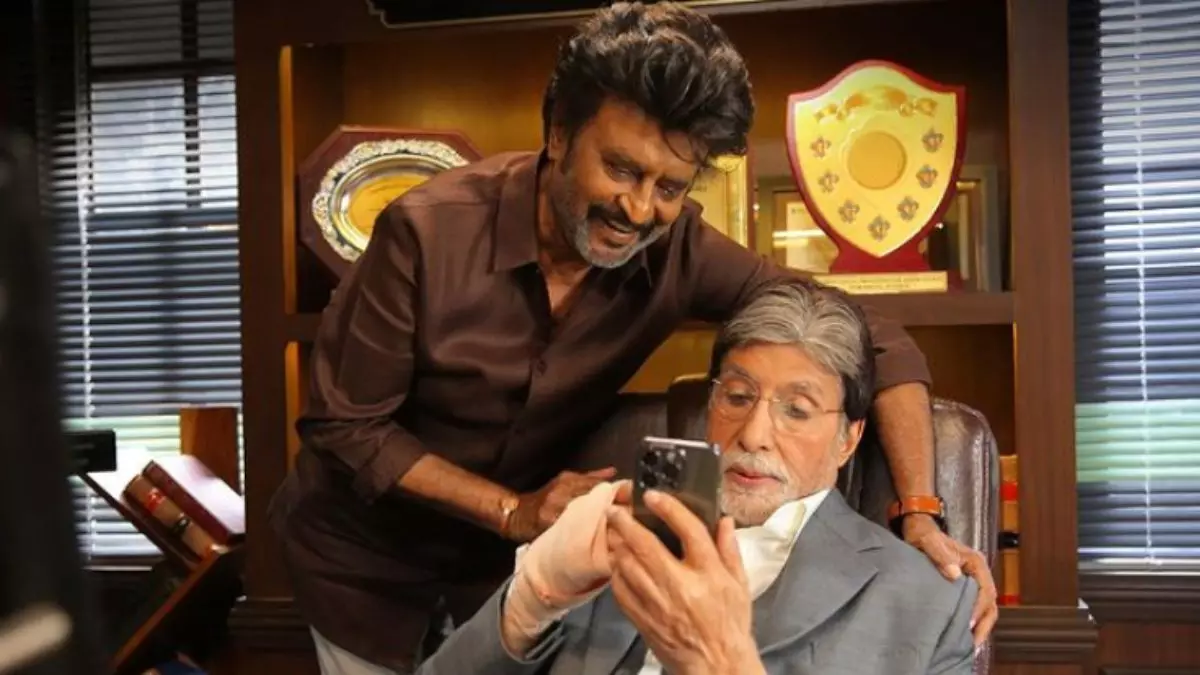 Big B, Rajini poses for a cool picture from ‘Thalaivar 170’ sets