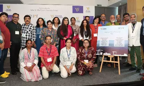 A group of artists taking part in the camp in Visakhapatnam