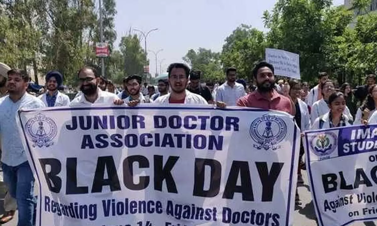 Docs take out march, raise issue of violence