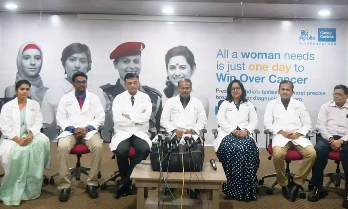 Apollo doctors explaining the details of the most precise breast cancer diagnosis programme in Visakhapatnam