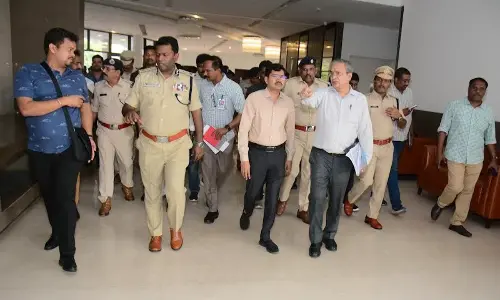 District collector A Mallikarjuna and commissioner of police A Ravi Shankar examining the arrangements made for Chief Minister’s visit to Visakhapatnam, on Tuesday