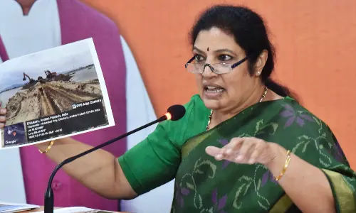 BJP State president D Purandeswari addressing a press conference at the party State office in Vijayawada on Tuesday Photo Ch Venkata Mastan