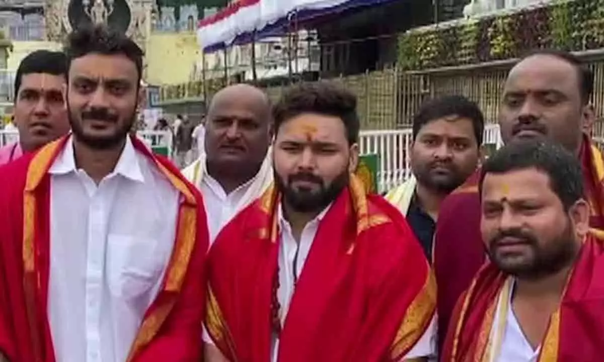 Team India cricketers Rishabh Pant and Akshar Patel visits Tirumala
