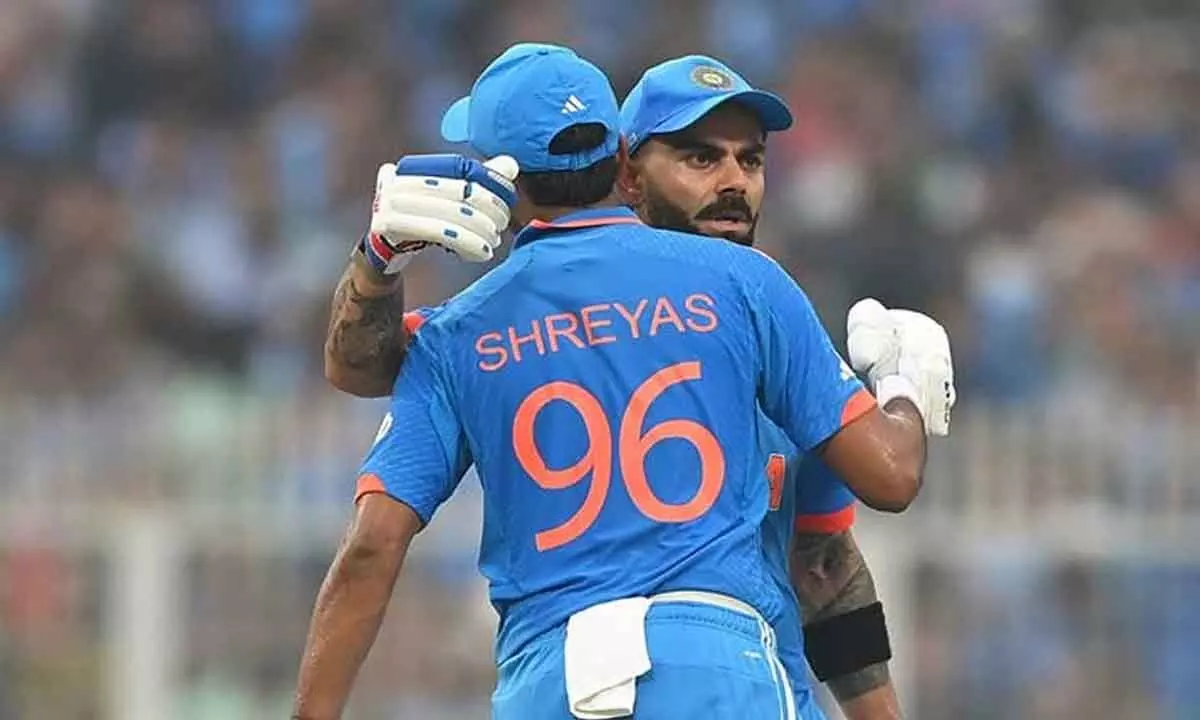Men’s ODI WC: Kohli’s record 49th ton, Shreyas 77 help India surge to 326/5 against South Africa