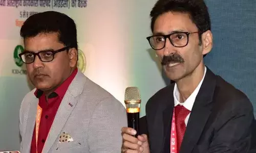 Chairman of Indian National Committee on Irrigation and Drainage Kushvinder Vohra speaking at a media conference held in Visakhapatnam on Saturday