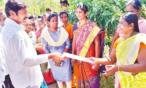 Housing minister Jogi Ramesh participating in Gadapa Gadapaku Mana Prabuthvam programme at Bantumilli on Saturday