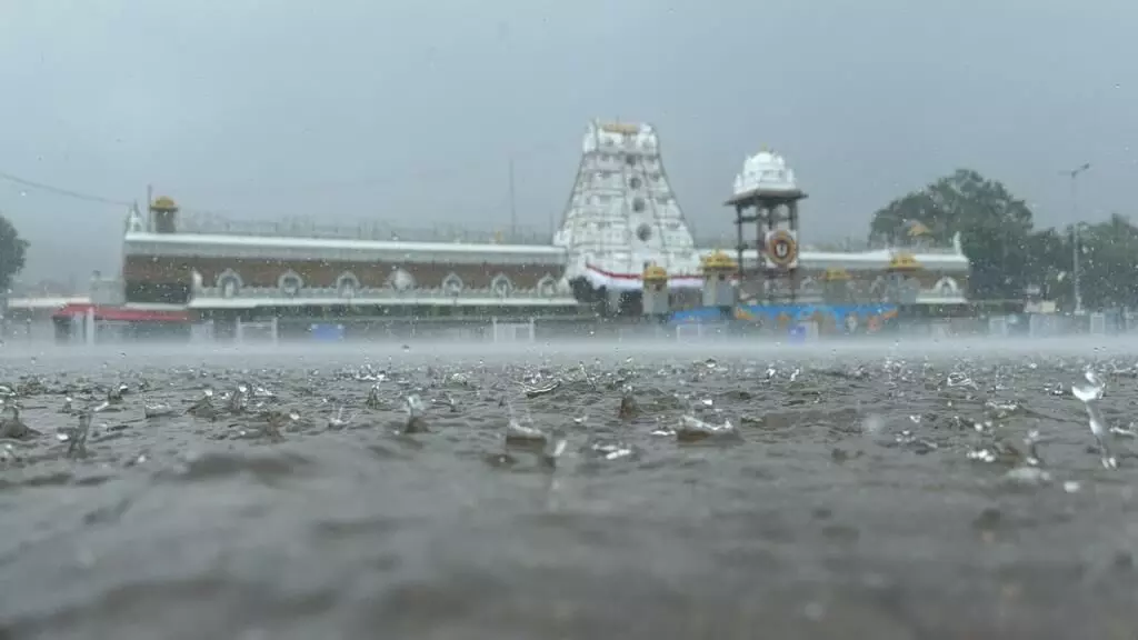Heavy rain lashes Tirumala, low lying areas inundated