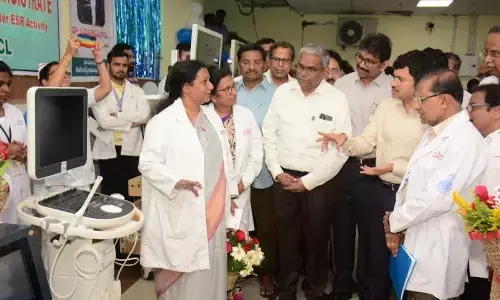 District collector A Mallikarjuna and HPCL officials going through the new equipment at KGH in Visakhapatnam on Monday