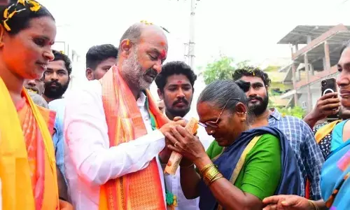 BJP leader Bandi Sanjay Kumar started padayatra in Karimnagr on Tuesday