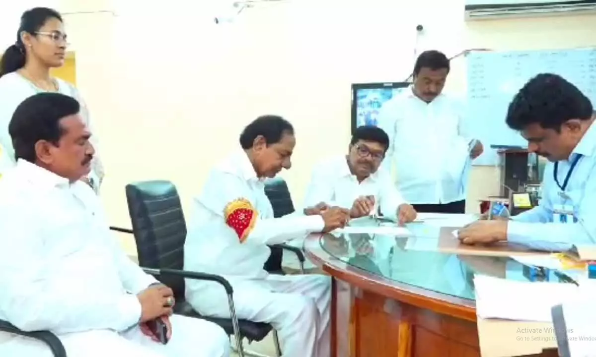 KCR files nomination for Kamareddy constituency