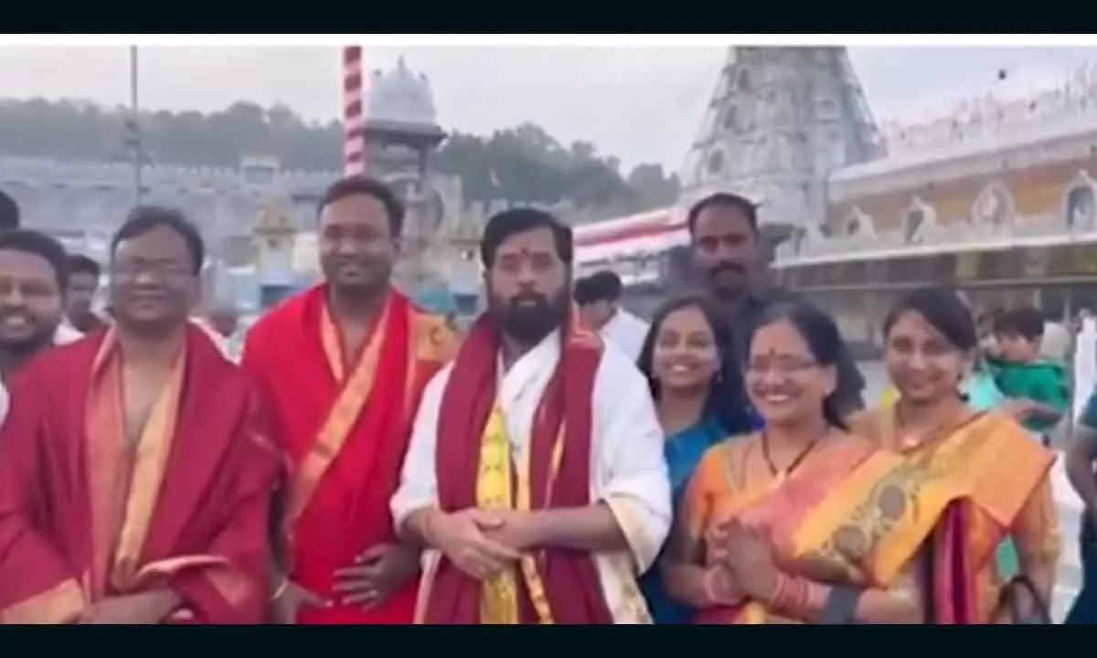 Maharashtra CM Eknath Shinde offers prayers at Tirumala