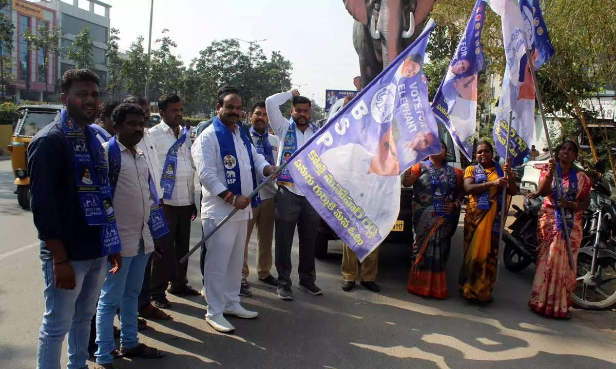 BSP Maheshwaram candidate flags of campaign