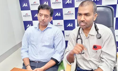 Senior cardiologist Dr Siva Krishna speaking to the media at Amara hospital in Tirupati on Saturday