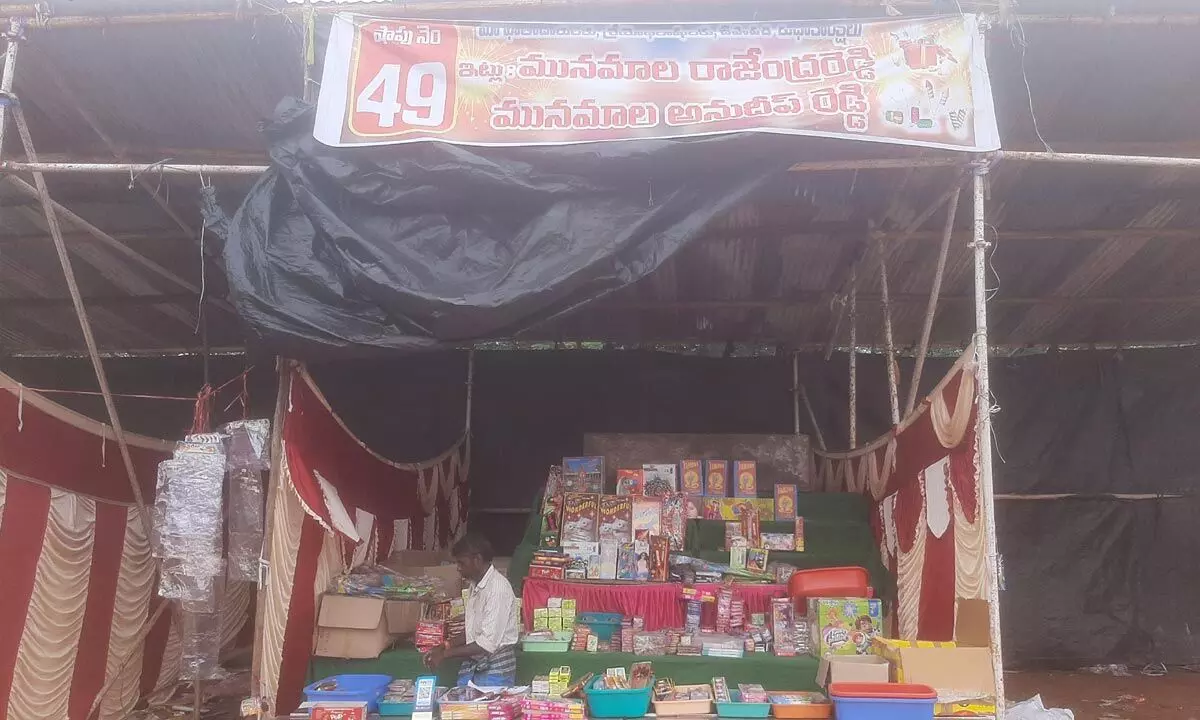 A crackers shop set up at the VRC Grounds in Nellore