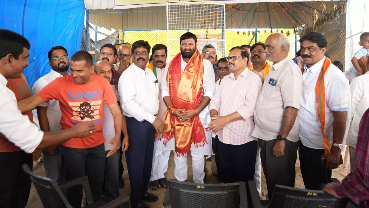 Quthubullapur BJP candidate Kuna Srisailam Goud campaigns in Kompally