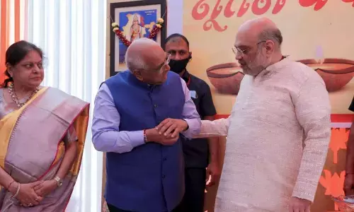 Amit Shah, CM Patel meet BJP leaders, citizens on Gujarati New Year