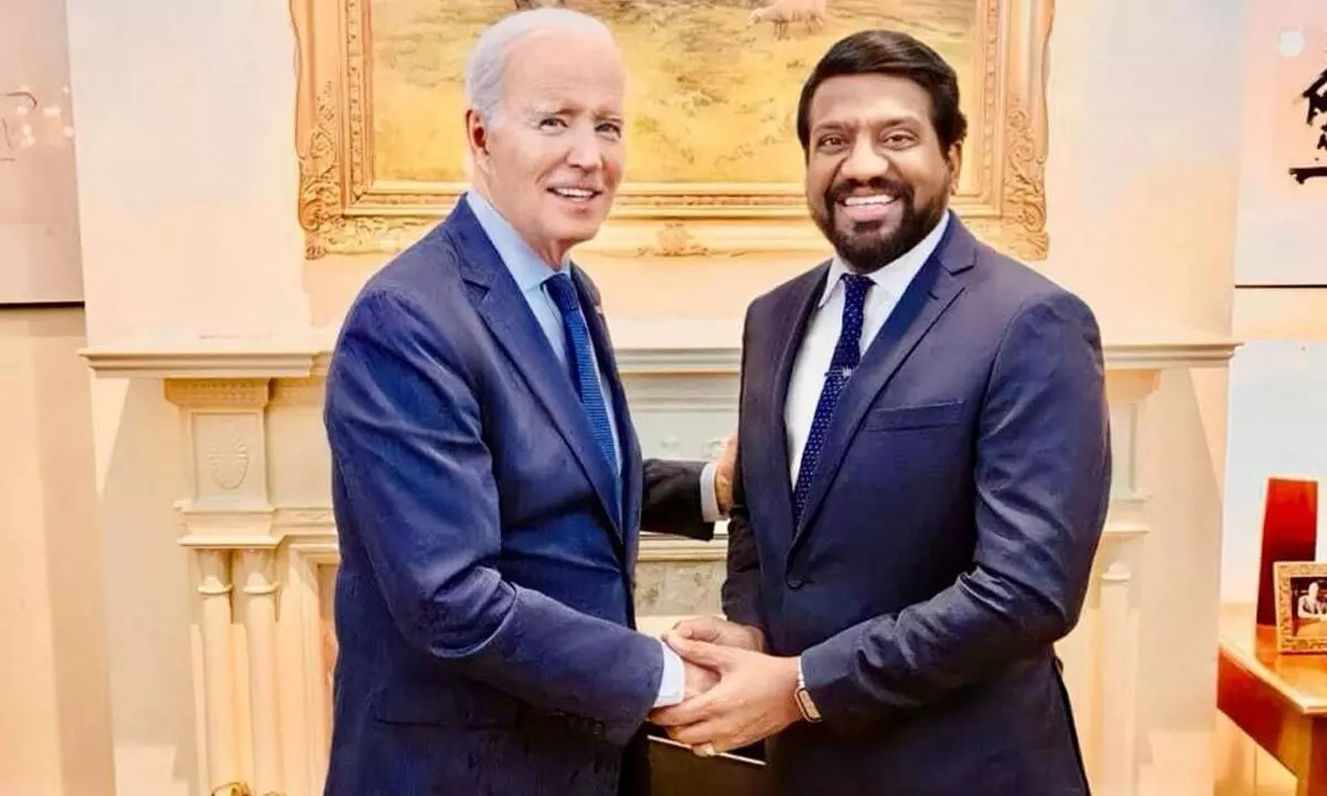 Deva Puranam with president of the US Joe Biden