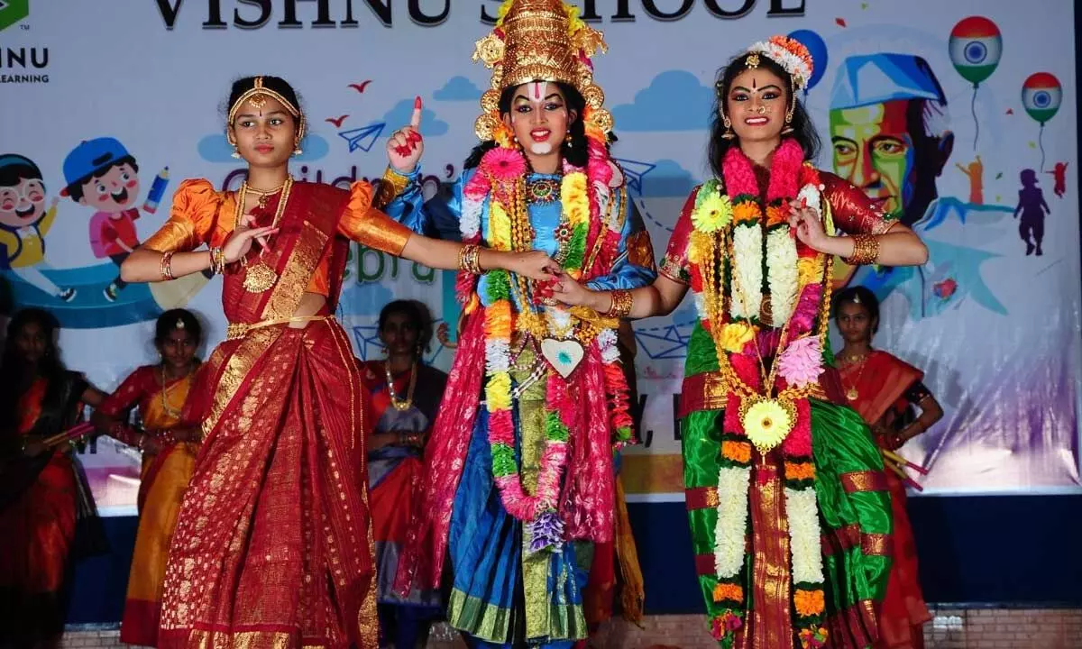 Children performing at Children’s Day celebrations in Bhimavaram on Tuesday